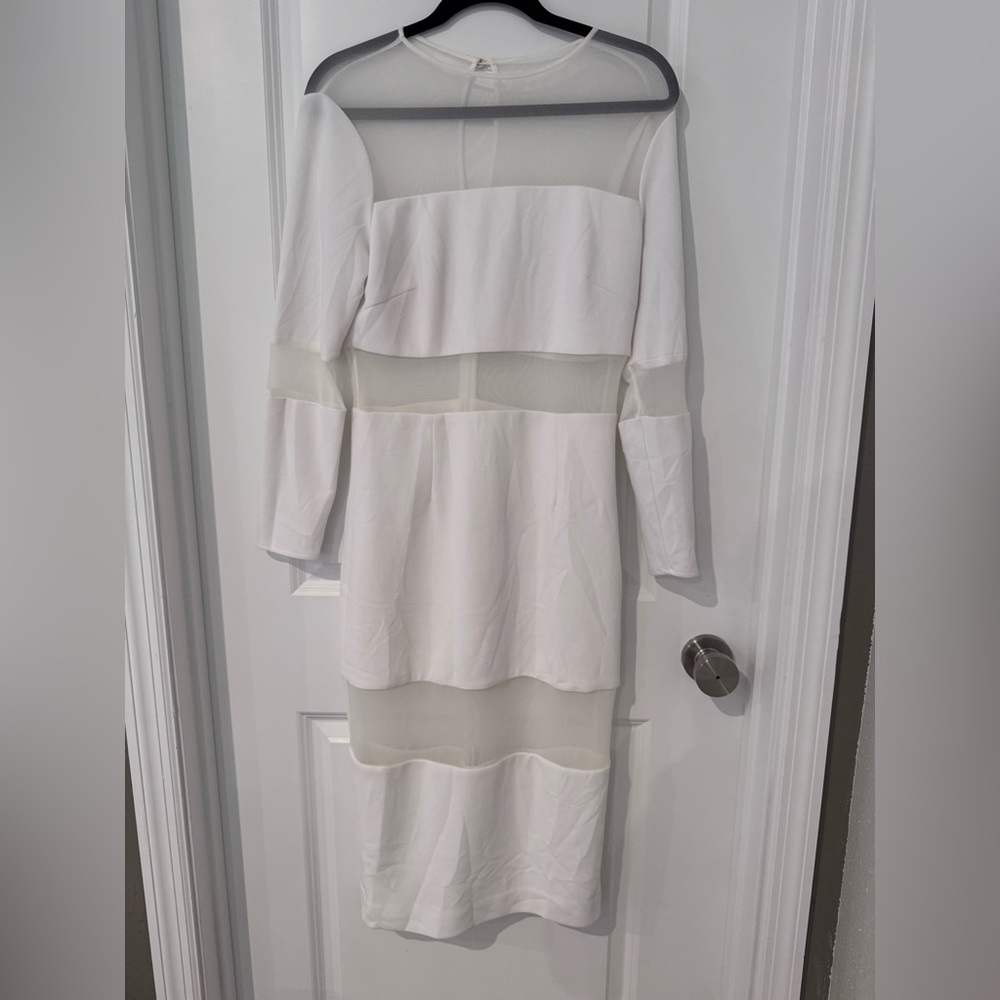 Dress the Population White Long Sleeve Dress